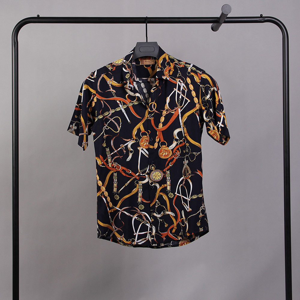 پیراهن هاوایی مدل sadra سرمه ای 